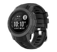 QINOUK Silicone Strap for Garmin instinct 2S, [Breathable] Soft Silicone Sport Replacement Strap, Soft and skin-friendly, Tang buckle design, Compatible with Garmin instinct 2S-Black