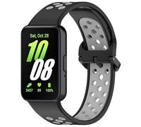 QINOUK Silicone Strap for Samsung Galaxy Fit 3, [Breathable] Soft Silicone Sport Replacement Strap, Two-tone Strap, Adjustable Design, for Samsung Galaxy Fit 3-Black Gray