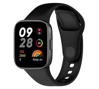 QINOUK Silicone Strap for Xiaomi Redmi Watch 3, [Breathable] Silicone Sport Replacement Strap, Soft and Skin-friendly, Adjustable Design, for Xiaomi Redmi Watch 3-Black