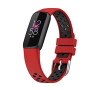 QINOUK Strap for Fitbit luxe,[Breathable,Light] Soft Silicone Tang Buckle Design,Two-tone strap,Sports Replacement Band for Women and Men,for Fitbit luxe-Red Black
