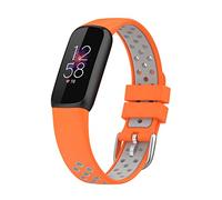 QINOUK Strap for Fitbit luxe,[Breathable,Light] Soft Silicone Tang Buckle Design,Two-tone strap,Sports Replacement Band for Women and Men,for Fitbit luxe-Orange Gray