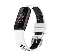 QINOUK Strap for Fitbit luxe,[Breathable,Light] Soft Silicone Tang Buckle Design,Two-tone strap,Sports Replacement Band for Women and Men,for Fitbit luxe-White Black
