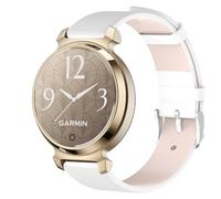 QINOUK Strap for Garmin Lily 2, [Breathable] Genuine Leather Watch Strap, Tang Buckle Design, Soft Replacement Bracelet Band for Garmin Lily 2-White