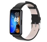 QINOUK Strap for Huawei Band 9, [Breathable] Genuine Leather Watch Strap, Tang Buckle Design, Soft Replacement Bracelet Band for Huawei Band 9-Black