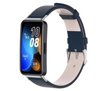 QINOUK Strap for Huawei Band 9, [Breathable] Genuine Leather Watch Strap, Tang Buckle Design, Soft Replacement Bracelet Band for Huawei Band 9-Blue