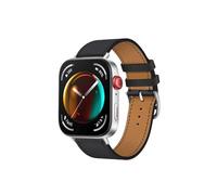 QINOUK Strap for Huawei Watch Fit 3, [Breathable] Genuine Leather Watch Strap, Tang Buckle Design, Soft Replacement Bracelet Band for Huawei Watch Fit 3-Black