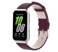 QINOUK Strap for Samsung Galaxy Fit 3, [Breathable] Genuine Leather Watch Strap, Tang Buckle Design, Soft Replacement Bracelet Band for Samsung Galaxy Fit 3-PurpleRed