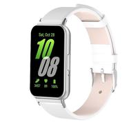 QINOUK Strap for Samsung Galaxy Fit 3, [Breathable] Genuine Leather Watch Strap, Tang Buckle Design, Soft Replacement Bracelet Band for Samsung Galaxy Fit 3-White