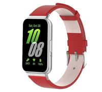 QINOUK Strap for Samsung Galaxy Fit 3, [Breathable] Genuine Leather Watch Strap, Tang Buckle Design, Soft Replacement Bracelet Band for Samsung Galaxy Fit 3-Red