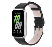 QINOUK Strap for Samsung Galaxy Fit 3, [Breathable] Genuine Leather Watch Strap, Tang Buckle Design, Soft Replacement Bracelet Band for Samsung Galaxy Fit 3-Black