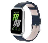 QINOUK Strap for Samsung Galaxy Fit 3, [Breathable] Genuine Leather Watch Strap, Tang Buckle Design, Soft Replacement Bracelet Band for Samsung Galaxy Fit 3-Blue