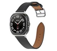 QINOUK Strap for Samsung Galaxy Watch Ultra, [Breathable] Genuine Leather Watch Strap, Tang Buckle Design, Soft Replacement Bracelet Band for Samsung Galaxy Watch Ultra-Black