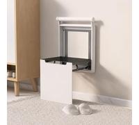 QINPI Wall Mounted Folding Stool, 300 Kg Shoe Changing Seat, 4 Cm Folded Depth White