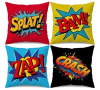Qinqingo Set of 4 Super Hero Comic Throw Pillow Covers 18x18 Inch