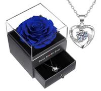 Qinqinxin Mothers Day Eternal Rose Flowers Gifts for Mum, Birthday Gifts for Women, Preserved Real Rose with Necklace, Best Mum Ever Gifts from Daughter Son, Mother's Day Present