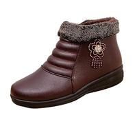 QINQNC Women's Walking Boots Women's Snow Boots Women's Winter Keep Warm Plush Deer Prints Flat Round Toe Lazy Suede Shoes Snow Boots Women's Warm Rain Boots Women's Rubber Boots (Red, 6.5)