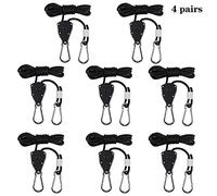 QINREN 8 Pack 4mm Heavy Duty Ratchet Guy Ropes, 1/8" Adjustable Rope Tensioner with Hooks, 150Lb Capacity 2.4m Reflective Camping Rope for Tent Awning Tarp Grow Light Hiking