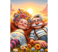 QINRUBB 5D DIY Lovers Diamond Painting Kits, Full Drill Couple Diamond Art Painting Kits for Adults Beginners, DIY 5D Sunset Painting by Numbers Diamond Art Kits for Home Fashion Decor 30x40cm