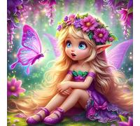 QINRUBB DIY Fairy Elf Diamond Painting Kits, Full Drill Butterfly Diamond Art Kit for Adults Beginners, 5D Cartoon Painting by Numbers Cross Stitch DIY Craft Kits for Home Wall Decor 12x12 inch