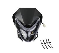 QINSHU Headlights Head Lamp Assembly For Almost Of Motorcycle LED Dirt Bike Headlamp With Rubber Stras Modified Motorcross PP Plastic Headlight(Black)