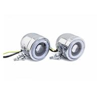 QINSHU Headlights Head Lamp Assembly For Suzuki ATV Motorcycle Chrome LED Angel Eye Light Metal Front Headlight Spot Fog Light(2Pcs Blue Angel Eye)