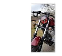 QINSHU Headlights Head Lamp Assembly Universal Motorcycle 5.75" Round LED Projection Headlight Compatible Super Wide Glide Low Rider Night Rod Train Custom Sportster Iron(45w Red)