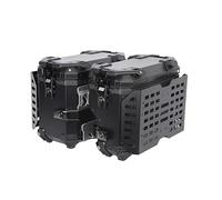 QINSHU Luggage Rack 38L Motorcycle Aluminum Side Boxes with Key Lock Waterproof Saddle Bags Rear Storage Trunk for Helmet Universal Fit Luggage Cargo Carrier(35L Black B)