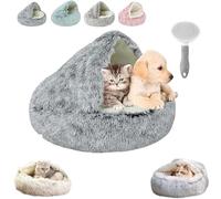 QINSHUI Lapcatz, Lapcatz Cat Bed, Lapcatz Nest Bed, Calming Dog Beds & Cat Cave Bed with Hooded Cove, Removable Washable Covered Plush Cat Bed for Indoor Cats (Gray,15.7in)