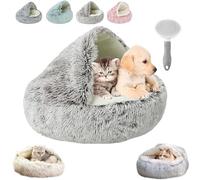 QINSHUI Lapcatz, Lapcatz Cat Bed, Lapcatz Nest Bed, Calming Dog Beds & Cat Cave Bed with Hooded Cove, Removable Washable Covered Plush Cat Bed for Indoor Cats (Brown,19.6in)