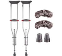 Qinshunxi Crutches for Adults Underarm Underarm Crutches, Double Crutches Aluminum Alloy Thickening, Crutches Anti-skid Height Adjustable Cane Underarm Medical Rehabilitation Crutches,Silver