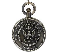 Qinshunxi Retro Bronze U.S Department of The Army Navy Airforce Marine Corps Coast Guard Firefighter Pocket Watch Necklace Chain Gift
