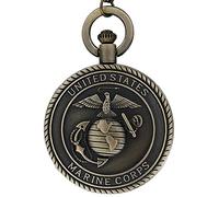 Qinshunxi Retro Bronze U.S Department of The Army Navy Airforce Marine Corps Coast Guard Firefighter Pocket Watch Necklace Chain Gift