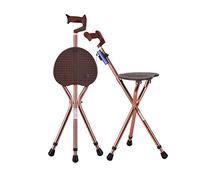 Qinshunxi Stool Crutches Chair, Portable Folding Crutches Seat with LED Lights, Crutches Five Positions are Adjustable, Crutches to Send Parents Best Gift,BrownA