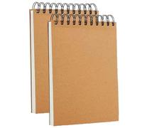 Qinsky 2 Packs Spiral Sketch Book A4,120 Pages/ 60 Sheets Sketchbooks Kraft Notebook Twin Wire Kraft Sketch Book Sheets Kraft Cover Wirebound Notebooks for Artists and Students