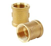 Qinsky 3/4 Inch Brass Sleeve,2 Pcs Female Reducing Coupling Brass Plumbing Joints 3/4 Inch Double Nipple Connection Nipple Pipe Nipple Brass Sleeve for Pipes Heating System