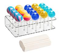 Qinsky Lollipop Holder,20 Holes Cake Pop Display Stand Acrylic Display Stand Pop Cake Stand with 100 Pcs Paper Sticks for Wedding Baby Shower Birthday Party Halloween Candy Stand