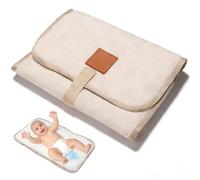 Qinsky Portable Baby Changing Mat Waterproof Foldable Nappy Changer Pad for Travel Ivory | Lightweight Compact Design for On-The-Go Parents Home & Outdoor Use
