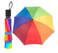 Qinsky Rainbow Umbrella - Compact Travel Umbrella, Windproof StormDefender, 8 Ribs Strong, For Men and Women