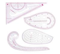 Qinsky Sewing Ruler Set,4 Pcs Clothing Fashion Ruler Metric Ruler French Curve Ruler Curve Sewing Pattern Ruler Pattern Design Drawing Template Tailor Tool for DIY Clothing