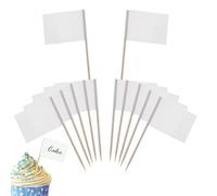 Qinsky Toothpick Flag Blank 100pcsBlank Toothpick Flags,100 Pcs White Flag Markers Small Toothpick Labels Cupcake Toppers for Party Cake Cheese Sandwiches Food 3.5 * 2.5cm