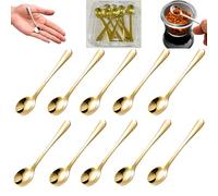 QinSuiKai 10 Pcs Mini Spoons for Spices, Small Size 2.8" Salt Spoons With Acrylic Box, 304 Stainless Steel Tiny Spoon, Little Spoon for Salt, Sugar, Coffee, Powder, Dessert, Caviar (Gold)