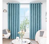 QINUO HOME Faux Linen Curtains 66x72 - Eyelet Curtains Thermal Blackout Curtains for Bedroom, Modern Luxury Curtains Faux Linen Window Treatment Panels, 66 x 72 Inch, 2 Panels, Duck Egg