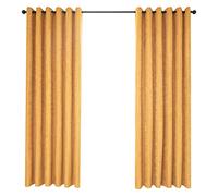 QINUO HOME Faux Linen Curtains 90 Drop - Luxury Eyelet Top Blackout Curtains for Room Darkening, Thermal Soundproof Window Treatment Panels for Bedroom/Living Room, 66 x 90 Inch, 1 Pair, Gold