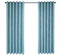 QINUO HOME Faux Linen Curtains 90 Inch Drop - Modern Ring Top Faux Linen Curtains for Living Room, Heat Insulated Blackout Curtains/Drapes for Bedroom, 66 x 90 Inch, 2 Panels, Duck Egg