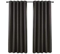 QINUO HOME Faux Linen Home Decorations Fully Lined Double Layer Grommet Panels Blackout Draperies Curtains for Bedroom Curtains New York, One Pair, 90 by 54 inch, Grey