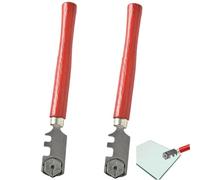 Qinuseaks 2 Packs Glass Cutter with 6 Interchangeable Carbide Cutting Wheels Craft Cutting Kit Tool with Wooden Handle Perfect for Cutting and Scoring Glass Bottles, Mirrors, Window Panes, Shelves
