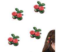 Qinuseaks 4 PCS Cherry Hair Clips Cute Fruit Shaped Barrettes Cherry Red Claw Clip Hair Accessories for Women and Girls