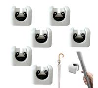 Qinuseaks 6 Pcs Broom Holder Universal Self Adhesive Mop Holder Wall Mounted for Home Bathroom, Garden, Office, Garage(White)
