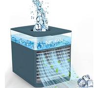 Qinux Nexfan Pro Portable Air Conditioner Mini 3 in 1 Air Conditioner USB Air Cooler and Humidifier 3 Speeds Adjustable LED Lights Fan for Home and Office (Blue)