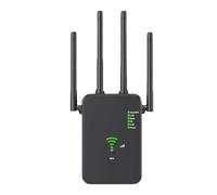 Qinux Spiddy wifi Extender 1200Mbps Dual Band 4 - Antenna WiFi Extender Booster, Repeater/Router/AP Mode, Quick Setup, UK Plug for Home WiFi(Black)